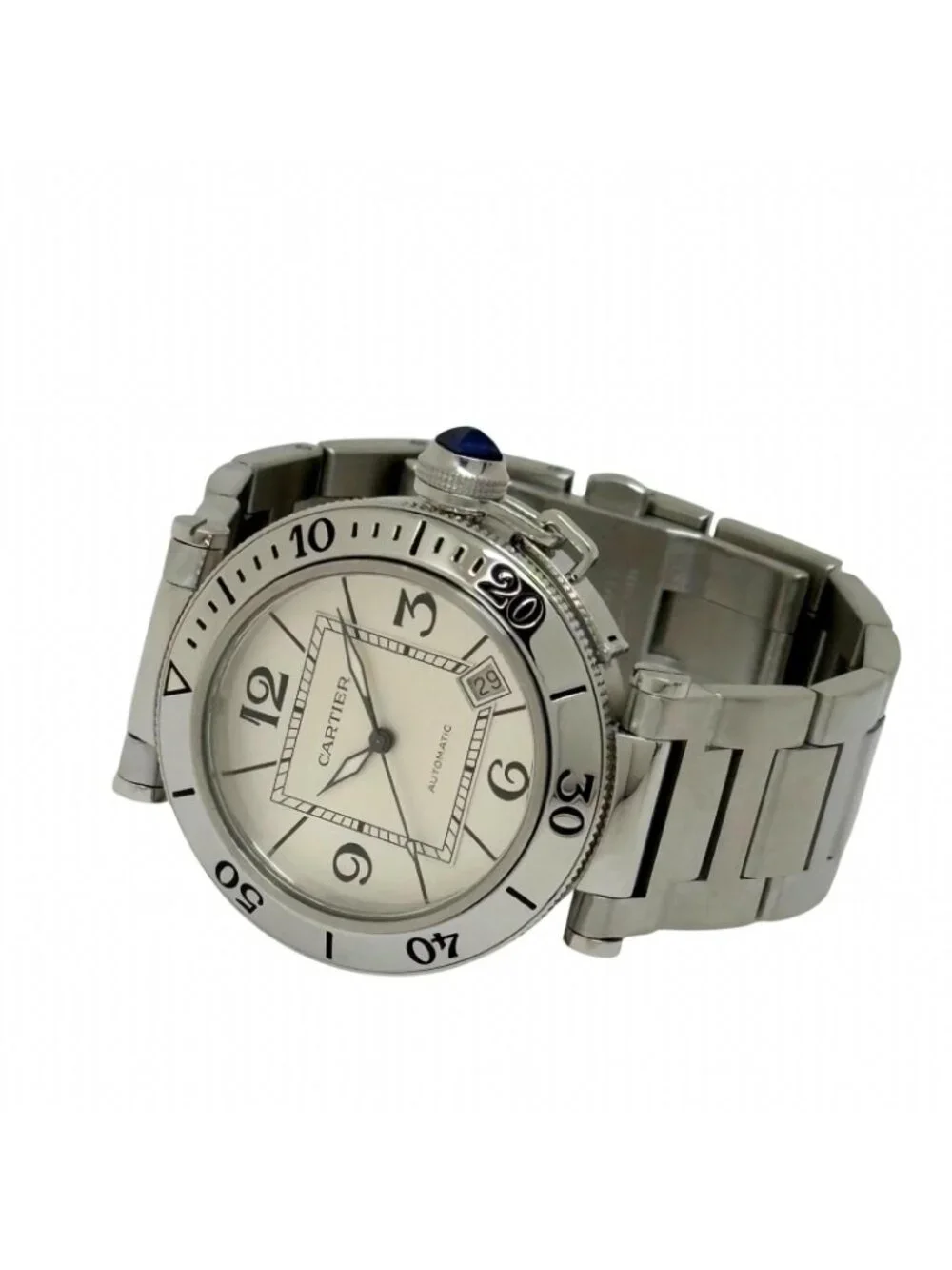Cartier Pasha Seatimer Silver Watch Stainless Steel Automatic